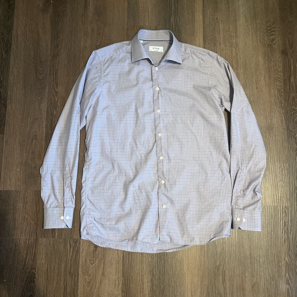 Purple and Blue Eton Button-Down Dress Shirt